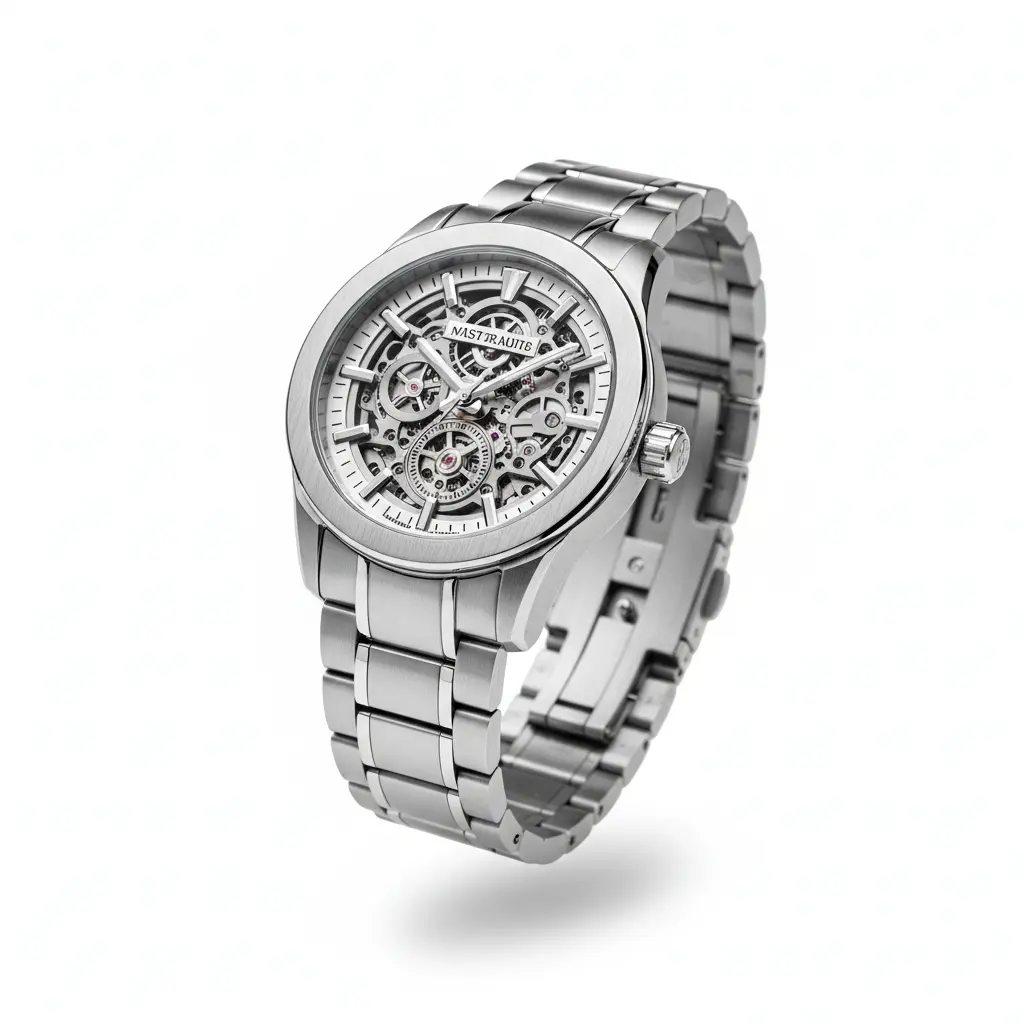 Background Removal Service 1 A studio shot of a silver wristwatch isolated on a pure white background (RGB 255, 255, 255)