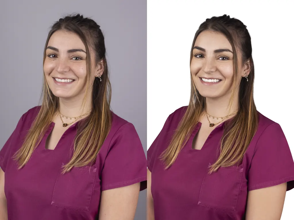 Before and after comparison showing significant improvement in a business photo's quality by Clarity Edit.