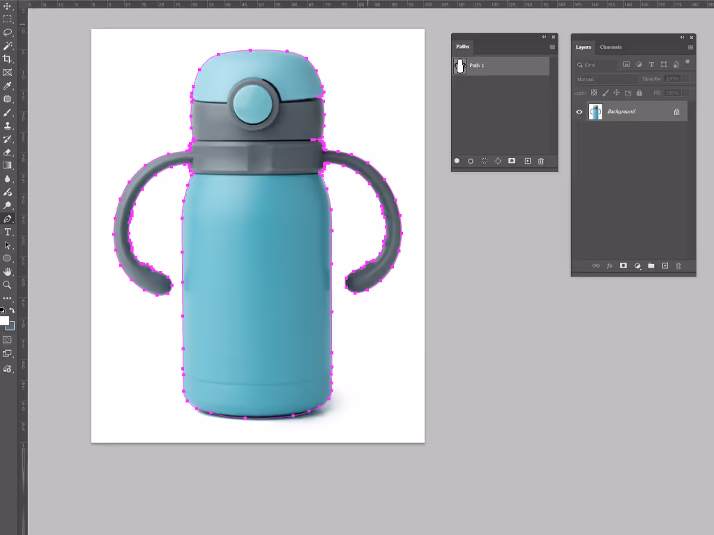 A hand-drawn clipping path ensures accuracy even in detailed areas