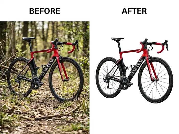What Is Clipping Path in Photo Editing — And Why It Matters More Than You Think 3 Before and After: Complex Clipping Path on a Bicycle