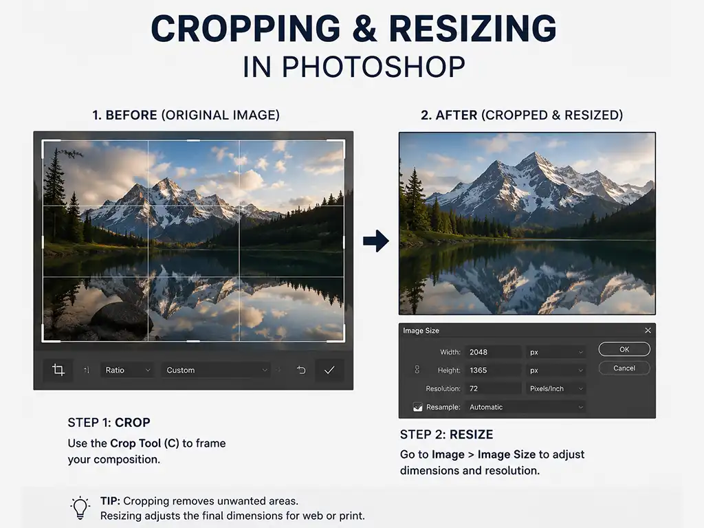 Basic Image Adjustments 7 Cropping and Resizing in Photoshop editing
