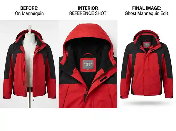 How to Create the Ghost Mannequin Effect for Ecommerce Clothing (Complete Guide) 4 Jacket ghost mannequin editing example for ecommerce apparel photography