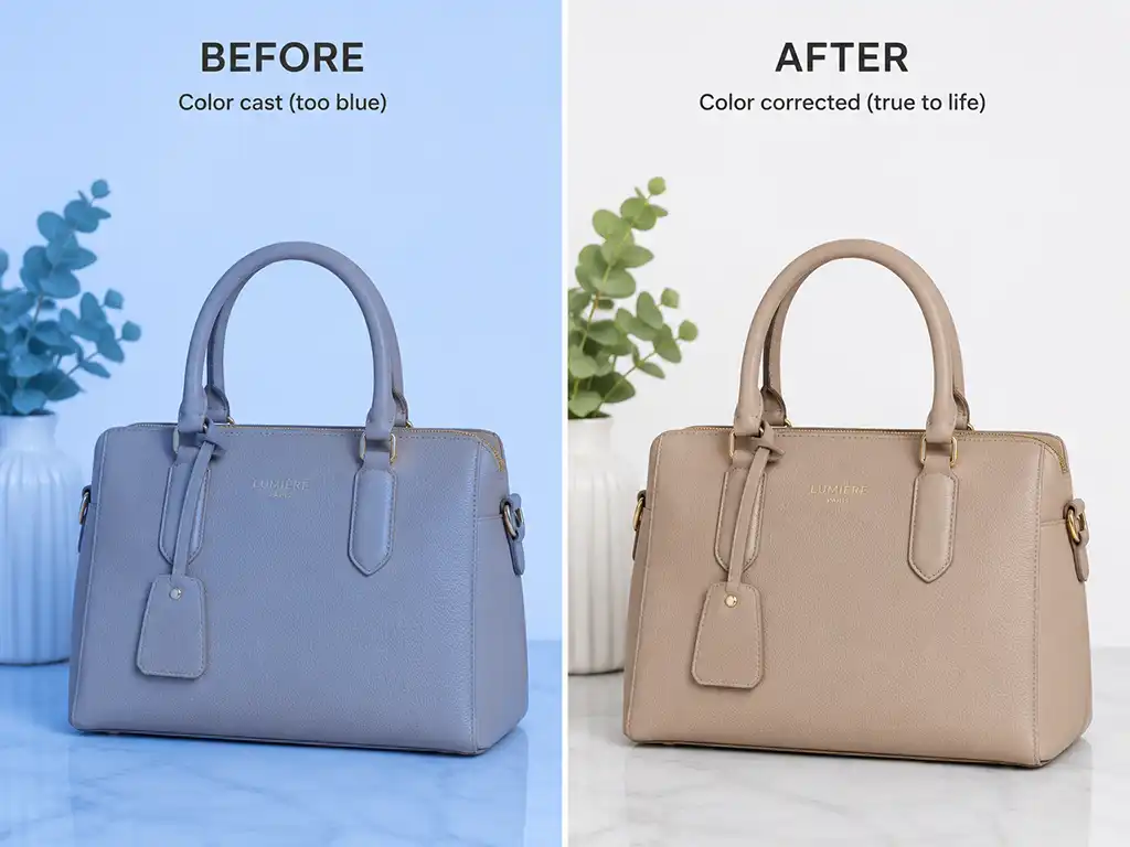 Basic Image Adjustments 4 Before and after of color correction service fixing an inaccurate color cast