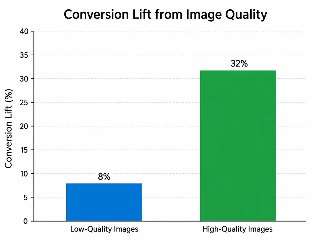 How to Choose a Reliable Vendor for Bulk Product Image Editing 2 Chart showing how image quality affects ecommerce conversion rates