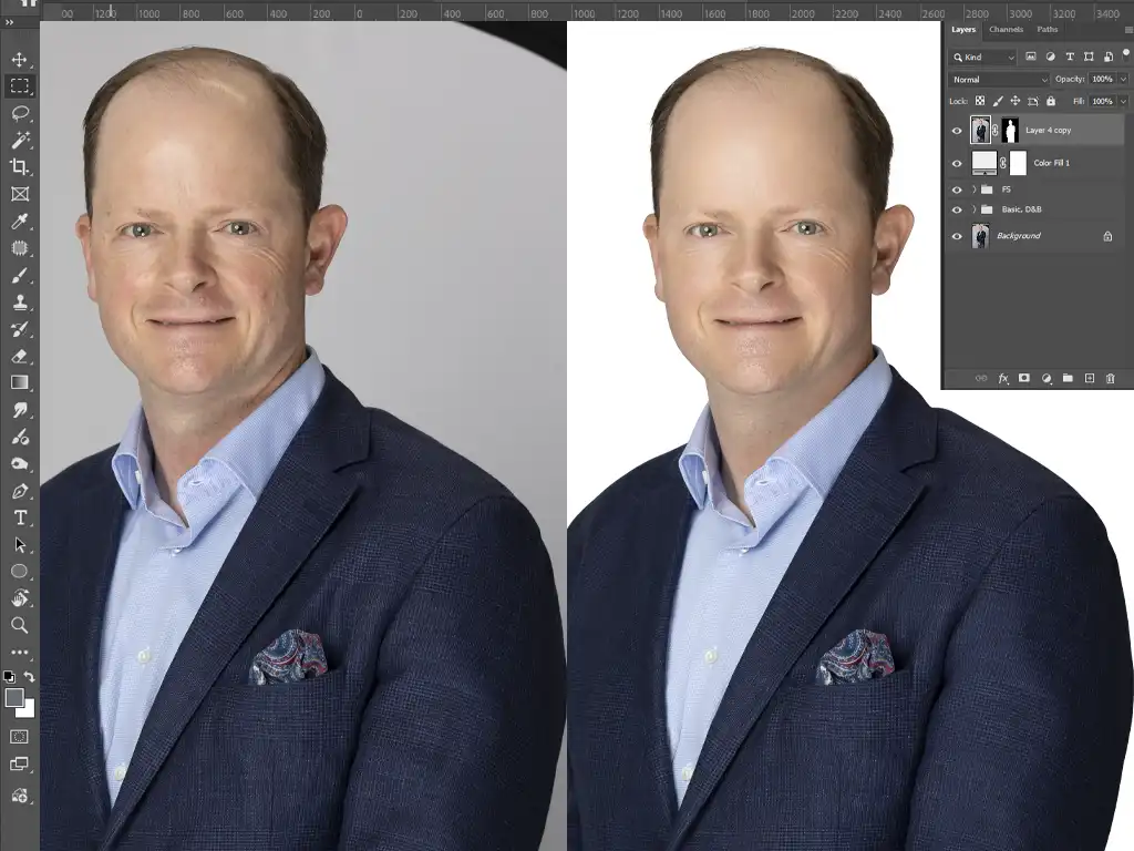 Photo Retouching Services 3 Photo editor manually retouching an image using Photoshop dodge and burn technique